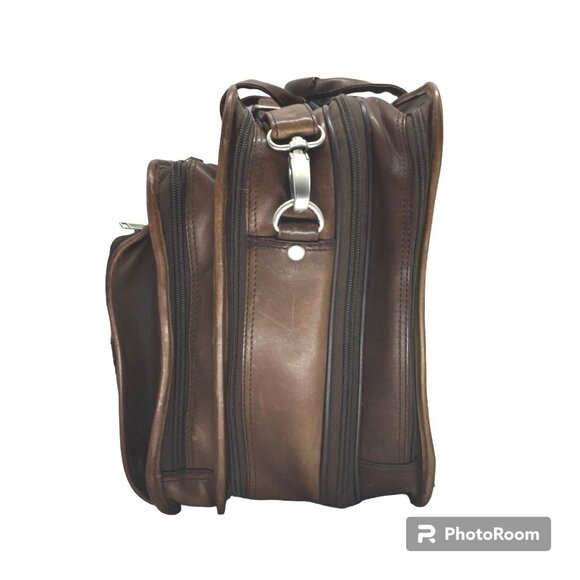 Mens Brown Leather Briefcase Messenger Laptop Fits 15" Computer Handmade Quality - Picture 11 of 12